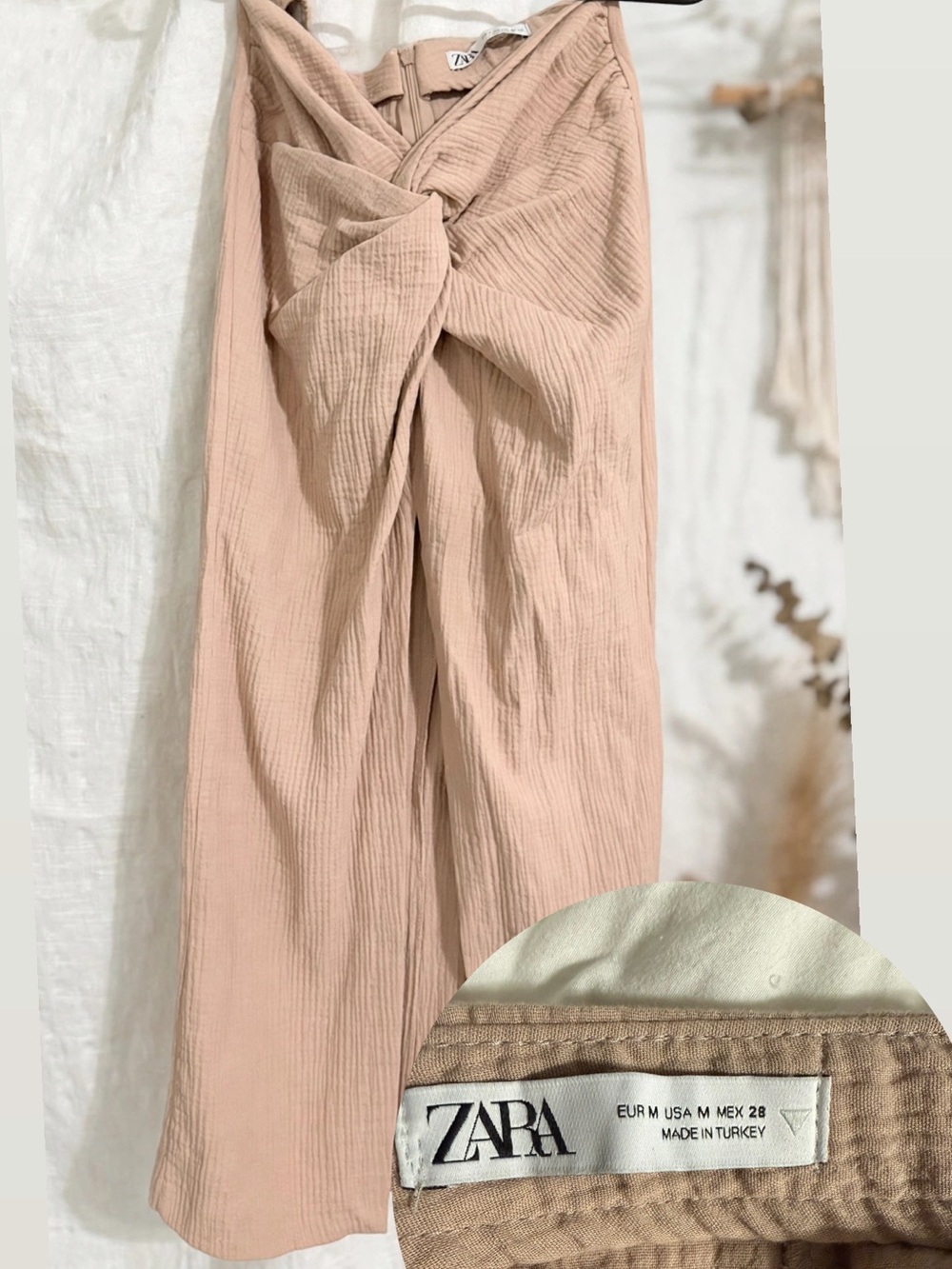 ZARA Blush Twist-Front skirt